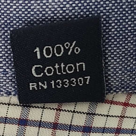 Nautica Classic Fit 100% Cotton Checkered Button Down Long Sleeve Shirt Size 18 - Picture 12 of 13